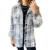 Kvinnorjackor Trendiga långärmad lapel Plaid Löst knapp med fickor Toppkvinnor Jumper Black Coat Lady Mjuka klädtillbehör