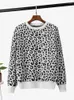 Kvinnors tröjor för kvinnor 2023 mode koreansk höst vinter långärmad topp leopard tryckt tröjor jumper vintage stickad