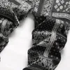 Męskie dżinsy mężczyźni Paisley Bandanna drukowana moda 3D Digital Malowane dżinsowe spodnie Slim Strone Black Spodni 230828