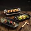 Tallrikar 1st keramiska öronplatta japanska sushi pasta hushåll rätter kommersiella bordsartiklar kreativa rektangulär fruktsallad