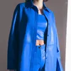 Vestes de femmes en cuir pour femmes 2023 automne mode à manches longues PU chemise manteau vêtements d'extérieur