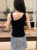 Tanks pour femmes Été Coton Asymétrique Mode Gilet Sans Manches Sexy Slim Fit Beau Dos Sans Bretelles T-shirt Gym Débardeur Femmes