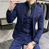 (Chaquetas + Pantalones + Chaleco) Hombres de lujo Novio Boda Esmoquin Moda Trajes de negocios a cuadros Traje de negocios informal de alta calidad de tres piezas Q230828