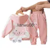 Clothing Sets Girls Sets Winter Thick Plush Kids Clothes 2021 New Cute Cartoon Flannel CaotsPant 2pcs Girls Sports Suit Children Clothing x0828