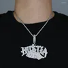 Kedjor Två ton Hustla Pendant Iced Out Necklace For Men Prong Seting Bling 5A Cubic Zirconia Copper Hip Hop Smycken