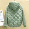 QNPQYX New Thin light Down Cotton Jacket Female Short Coat Autumn Winter Women New Hooded Loose Lmitation Lamb Wool Cotton Jacket