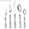 New Fashion 18/0 Steel Cutlery Set 5 PCS ABS Metarial Flatware Set For 1 Tableware Dinnerware Black Dishwasher Safe Q230828