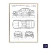 American Car Blueprint Pintura em tela Cópias de arte Transporte de carro Pôster e impressão Decoração de parede Idéia de presente Parede Menino Quarto Decoração de sala de estar Sem moldura Wo6