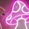 Chi-buy LED Neon Mushroom USB Powered Neon Signs Night Light 3D Wall Art Game Room Bedroom Living Room Decor Lamp Signs HKD230825