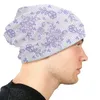 Berets Purple Chantilly Lace Boho Bohemian Bonnet Hats Outdoor Skullies czapka dla mężczyzn Kobiety na drutach ciepłe podwójne użycie czapki unisex