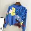 Women's Sweaters Fashion Women Sequined Blue Pullover Sweater Colors Mixed Tassels Long Sleeve Knitted Top Casual Streetwear Knitwear