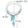 Pendentif Colliers Ethnique Bohème Géométrique Bleu Pierre Cloches Gland Collier Ras Du Cou Pour Les Femmes Turc Gypsy Fête Bijoux Cadeau