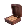 Pudełka biżuterii Walnut Wood Box Ceremonii Ceremonia Pierścień Pierścień Pierścień Pierścień Pierścień Przenośny uchwyt Rustic 220105 Dostawa Pakowanie DH4WA