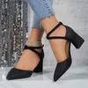High Shiny New Heels Luxurious Pumps Platform 2024 Skor Buckle Pointed Toe Fashion Dress Women's Sandals T230828 445