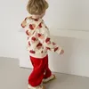 Ensembles de vêtements Veste d'automne pour enfants Impression de dessin animé Manteau à capuche avec fermeture à glissière Pantalons décontractés Ensemble de deux pièces 2023 Vêtements pour filles en bas âge 230828