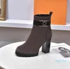 Botas Martin con remaches 100% de cuero para mujer, tacones altos, moda Otoño Invierno, zapatos de tacón grueso para mujer, talla 35-40-42