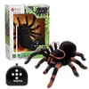 Электрический/RC Animals Electronic Pet Direte Dote Momation Simulation Tarantula Eyes Shine Smart Black Spider 4ch Halloween RC Cracky Scary Toy Gift x0828