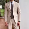 Trajes de hombre Moda Hombre Solapa de muesca blanca Dos botones Blazer masculino Elegante Casual Novio Traje de esmoquin de boda Slim Fit Conjunto de 2 piezas