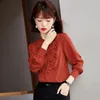 Women's Blouses Real S High Quality Korean Shirts Ruffled Chiffon Shirt Women Long-sleeved Stand-up Collar Top