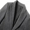 Men's Trench Coats Men Woolen Coat Autumn Winter Mid Long Wool & Blends Jacket Casual Grey/Black/Wine Red