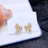 Ohrstecker Hohe Qualität Hirse Perlen Zirkon Kristall Schmetterling Für Frauen Gold Farbe Kupfer Schmuck