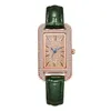 Orologi da polso di lusso rettangolo orologio da donna con strass impermeabile quadrante romano cinturino in pelle da donna Montre Femme Relogio