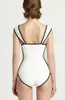 Women's Swimwear Summer Fashion Contrast Color Swimsuit Sleeveless Tight High Waist Slimming One-Piece Black And White