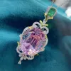 Jewelry Pouches Super Flash Pink Diamond Pendant Exaggerated Pigeon Eggs Oval Necklace Two-color Morganite Colorful