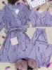 Womens sleepwear sexy flor impressão casamento robe conjunto de seda casual lingerie íntima camisola camisola macia homewear casa roupas vestido 230828