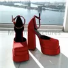 Женщины одеваются бренд высокий Heesl Sexy Thick Heel Platform Square Toe Ate Rinestone Женская вечеринка Свадебная обувь 2024 T230828 89C02