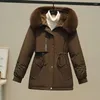 Trenchs de femmes manteaux d'hiver plus velours vestes rembourrées femmes parka vêtements d'extérieur coréen grand col de fourrure à manches longues veste bouffante femme épaissir