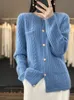 Womens Knits Tees Femmes 100% Laine Mérinos Cardigan Pull Printemps Automne Oneck Rayé Cachemire Tricoté Manteau Mode Coréenne Femme Vêtements Top 230826