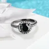 Anéis de casamento Hainon moda zircônia cúbica para mulheres anel de cristal preto com pedras brancas jóias de noivado feminino presentes para meninas