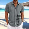Erkekler Sıradan Gömlek Hawaii Kısa Kollu Gömlek Hindistan Cevizi Ağacı Baskı Yakel Düğmesi Giyim Moda Tasarımcısı Yumuşak Yaz 2023