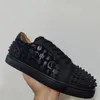 Designerskor röd sula platt låga topp sneakers spikar lägenheter svart blå mocka tränare silver diamant män kvinnor läder sneaker svart vit tränare