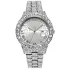 Armbandsur Diamond Incrusted Watches Trendsetter Fashion Large Dial Calender Quartz Watch European and American Sky Star