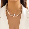 Pendant Necklaces Ailodo 2 Pcs/Set Pearl Necklace For Women Girls Elegant Party Wedding Statement Collier Femme Fashion Jewelry Gift 2023