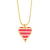 Pendentif Colliers Andralyn Goutte Huile Émail Femelle Stripe Amour Coeur Collier Ornement En Gros