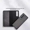 QKS New Design Magnetic PU Leather Samsung Galaxy Z Fold4のためのフルカバーケース別々のボトムケースビジネスアンチフォール