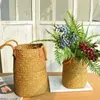 Storage Bottles Seagrass Woven Basket Straw Belly Flower Plant Pot Vase Organizer With Handles For Laundry Picnic Grocery Decor