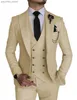 Costumes pour hommes 3 pièces costumes de mariage formels pour hommes costumes à revers cranté smokings de marié (Blazer + gilet + pantalon) Q230828