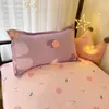 Sängkläder set kuup kawaii kanin tryckt säng set blommig täcke täcke kudde sängkläder set kawaii lakan täcke täckning singel drottning king size 230827