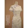 Ropa étnica Blanco Retro Qipao Chica Joven Púrpura Mejorado Cheongsam Chi-Pao Verano de las mujeres 2023 Vestido tradicional chino