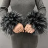 Fingerless Gloves Anime Women Faux Fur Cuffs Wristband Winter Warmer Arm Wrist Raccoon Fur Sleeve Gloves Winter Wrist Sleeve Fluffy Oversleeve 230826