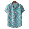 Camisas casuais masculinas havaiano aloha camisa para homens verão 3d flamingo impressão mangas curtas legal praia férias festa top roupas de férias