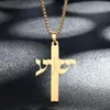 Anhänger Halsketten Kinitial Religiöse Jesus Kreuz Halskette Für Männer Mode Edelstahl Pendent Mit Kette Amulett Schmuck Geschenke