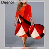 Klänningar Deenor Plus Size Dresses For Women Casual Elegant Evening Party Dress Geometric Print Club Vestidos Women's Dress