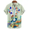 Chemises décontractées pour hommes 2023 Chemise hawaïenne Style de plage en plein air Instrument de musique 3D Motif imprimé Lâche Haut surdimensionné