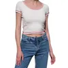 Women's T Shirts Women Fashion Short Sleeve Round Neck Crop Top Stylish T-shirt For Shopping Daily Wear Simple