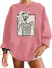 Oversized fleece-sweatshirt met ronde hals, lange mouwen en verlaagde schoudertrui met Halloween-schedel en grafische print